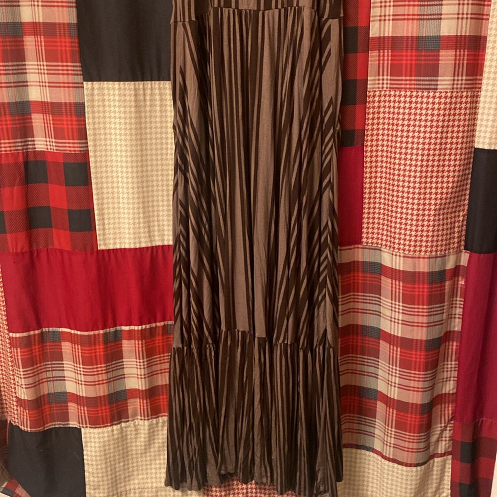 NWOT torrid Maxi Jersey Tie-Front Dress - chocolate brown stripes - Picture 5 of 8